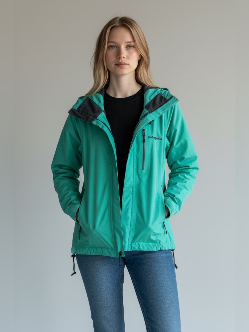 Patagonia Women's Teal Hooded Shell Piolet Gore-Tex Jacket size S